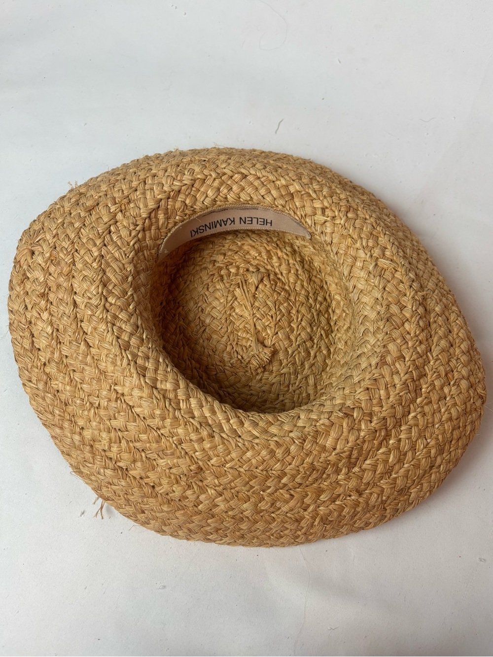 Helen Kaminski Braided Raffia Sun Hat  Beige Natural Kettle Brim Preppy Summery - Picture 4 of 5